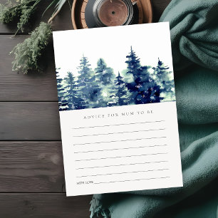 Winter Pine Forest Snow Advice voor mum Baby showe Informatiekaartje