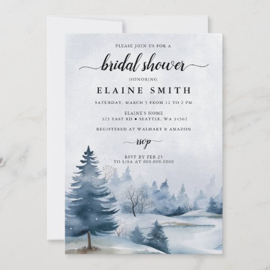 Winter Pine Forest Snow Feestdagen Vrijgezellenfee Kaart (Voorkant)