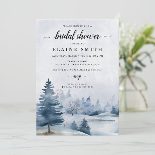 Winter Pine Forest Snow Feestdagen Vrijgezellenfee Kaart (Staand voorkant)