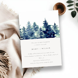Winter Pine Forest Snow Waterverf Couples Shower Kaart
