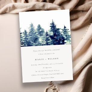 Winter Pine Forest Snow Waterverf Wedding Kaart