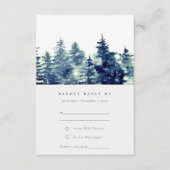 Winter Pine Forest Snow Waterverf Wedding RSVP Informatiekaartje (Voorkant)