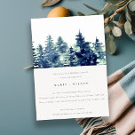 Winter Pine Forest Snowfall Navy Rehearsal Dinner Kaart<br><div class="desc">Neem contact met mij op via yellowfebstudio@gmail.com voor meer aanpassingen of andere overeenkomende objecten.</div>