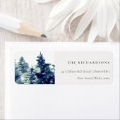 Winter Pine Forest Snowfall Waterverf Adres Etiket (Insitu)