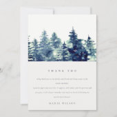 Winter Pine Forest Snowfall Waterverf Baby shower Bedankkaart (Voorkant)