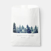 Winter Pine Forest Snowfall Waterverf Baby shower Bedankzakje (Voorkant)