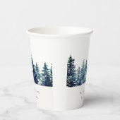 Winter Pine Forest Snowfall Waterverf Wedding Papieren Bekers (Links)