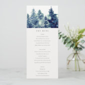 Winter Pine Forest Snowfall Wedding Menu Kaart (Staand voorkant)