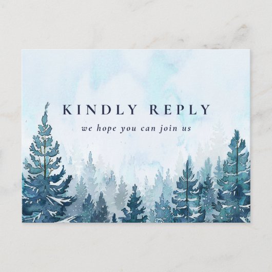 Winter Pine Forest Song Request RSVP-Briefkaart Uitnodiging Briefkaart (Voorkant)