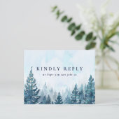 Winter Pine Forest Song Request RSVP-Briefkaart Uitnodiging Briefkaart (Staand voorkant)