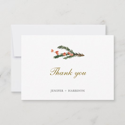 Winter Pine Fotobruiloft Bedankkaart (Voorkant)