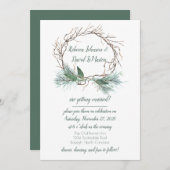 Winter Pine Grapevine Krans bruiloft uitnodiging (Voorkant / Achterkant)