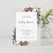 Winter Pine Greenery Simple Baby Shower Kaart (Staand voorkant)