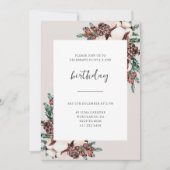 Winter Pine Greenery Simple Birthday Kaart (Voorkant)