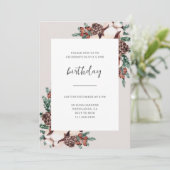 Winter Pine Greenery Simple Birthday Kaart (Staand voorkant)