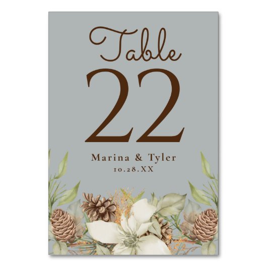 Winter Pine Grey Trouwtafel Aantal Kaarten (Achterkant)