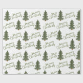 Winter Pine Groene Boom Kerstmis Cadeaupapier (Vlak)