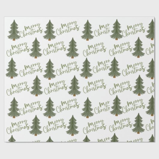 Winter Pine Groene Boom Kerstmis Cadeaupapier (Vlak)