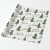 Winter Pine Groene Boom Kerstmis Cadeaupapier (Uitgerold)