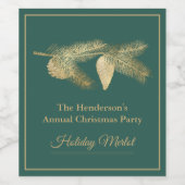 Winter Pine Holiday Party Wijn Etiket (Enkel label)