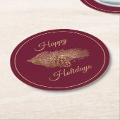 Winter Pine Holiday Ronde Kartonnen Onderzetter (Gebogen)