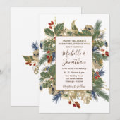 Winter Pine Holly Berries Christelijke bruiloft Kaart (Voorkant / Achterkant)