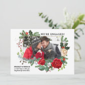 Winter Pine Holly Foto Verloving Aankondiging (Staand voorkant)