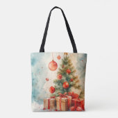 Winter Pine & Holly Waterverf Tas (Achterkant)