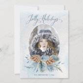 Winter Pine Jolly Feestdagen | Foto Feestdagenkaart (Voorkant)