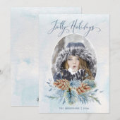 Winter Pine Jolly Feestdagen | Foto Feestdagenkaart (Voorkant / Achterkant)