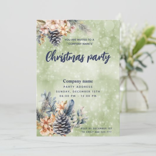 Winter Pine kegel bloemenkerstfeest corporate Kaart (Staand voorkant)