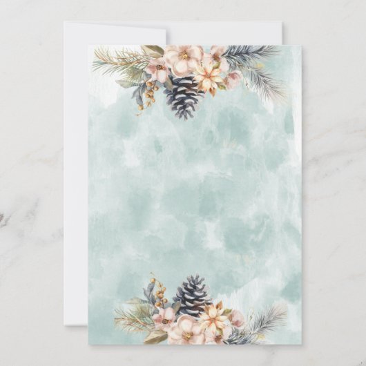 Winter Pine kegel bloemenkerstfeest corporate Kaart (Achterkant)