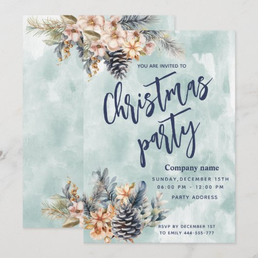 Winter Pine kegel bloemenkerstfeest corporate Kaart (Voorkant / Achterkant)