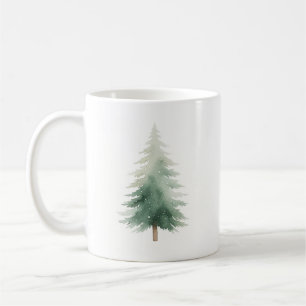 Winter Pine Kerstboom Waterverf Koffie Mok