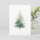 Winter Pine Kerstboom Waterverf Vakantie Kaart (Staand voorkant)