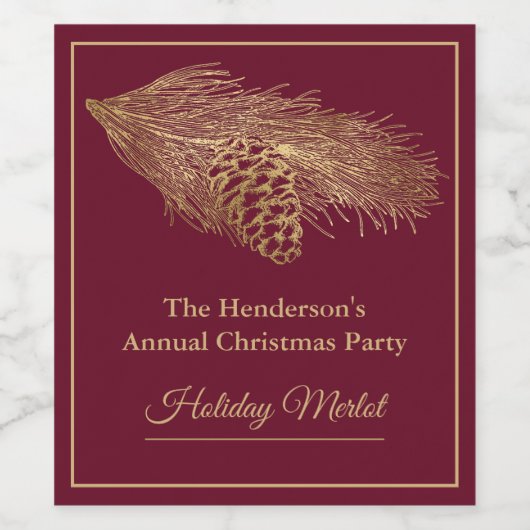 Winter Pine Kerstfeest Wijn Etiket (Enkel label)