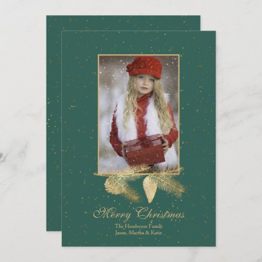 Winter Pine Kerstfoto Wenskaart Kaart (Voorkant / Achterkant)