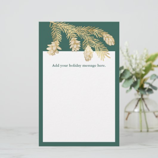 Winter Pine Kerstmis Briefpapier (Staand voorkant)