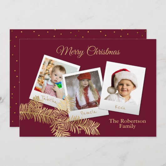 Winter Pine Kerstmis Multi Photo Card Kaart (Voorkant / Achterkant)