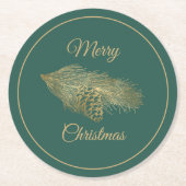 Winter Pine Kerstmis Ronde Kartonnen Onderzetter (Voorkant)