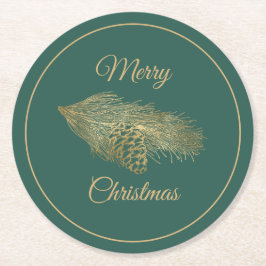 Winter Pine Kerstmis Ronde Kartonnen Onderzetter