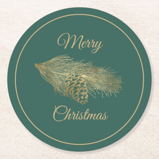 Winter Pine Kerstmis Ronde Kartonnen Onderzetter (Voorkant)