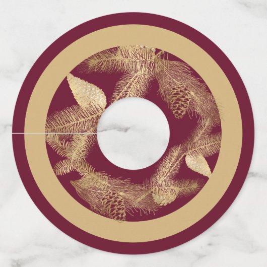 Winter Pine Kerstmis Wijnglaslabel (Voorkant)