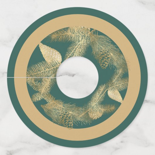 Winter Pine Kerstmis Wijnglaslabel (Achterkant)