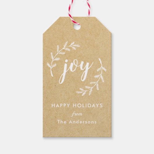 Winter Pine Krans Christmas Joy Holiday Cadeaulabel (Voorkant)