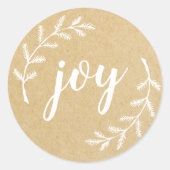 Winter Pine Krans Christmas Joy Kraft Ronde Sticker (Voorkant)