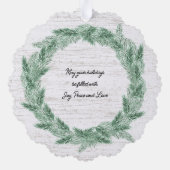Winter Pine krans en banner met foto Ornament Kaart (Achterkant)