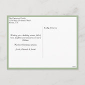 Winter Pine Krans Stripes Rode strik Foto Kerstmis Feestdagenkaart (Achterkant)