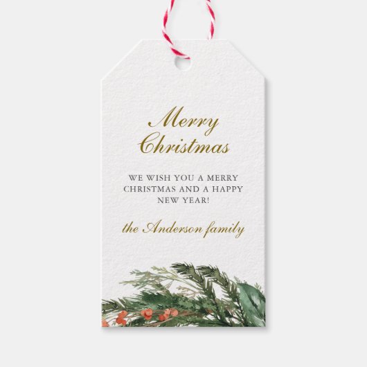 Winter Pine Merry Christmas Gift Labels Cadeaulabel (Voorkant)