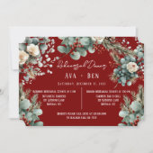 Winter Pine Naalden Rode Bessen Repetitie Diner Kaart (Voorkant)